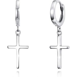 Bnhgc-Boucles D'oreilles Croix Boucles D'oreilles Créoles Collier Croix Argent Sterling 925 En Femmes Filles Garçons Hommes Cadeau De Noël - Neuf