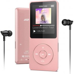 16Go Mp3 Bluetooth 5.0 Longue Autonomie,Lecteur De Musique Sport Hifi &Eacute;cran 1.8'' Tft Avec Podom&egrave;tre,Radio Fm,Enregistrement Vocal,Carte Tf Jusqu&iquest;&Agrave; 128G (Non Incluse),Or Rose - Neuf
