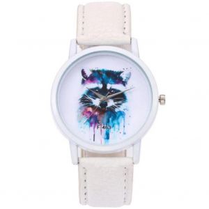 Zhoulianfa Femmes Belle Chat Motif Casual Analogique Affichage Quartz Mouvement Montre-Bracelet (Blanc) - Neuf