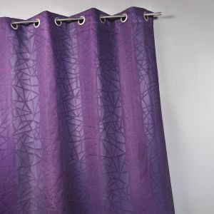 Rideau En Jacquard &Agrave; Imprim&eacute;s Et &Agrave; Rayures Verticales - Neuf