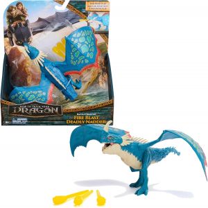 SANSH-Dreamworks Dragons - How to Train Your Dragon - Figurine À Fonctions Tempête 25 Cm - Figurine Articulée Qui Crache du Feu - 3 Projectiles Inclus - Mouvements Réalistes - Jouet Enfant 4 Ans Et + - Neuf