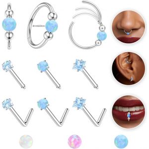 Kal-Piercing Nez Acier Chirurgical Piercing Nez Anneau Or Argent Cz L Piercing Nasal Opale Septum Tragus Daith Conch Cartilage Boucle D'oreille Bijoux Pour Femmes - Neuf