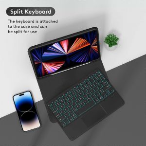 Clavier Bluetooth sans fil r¿¿tro¿¿clair¿¿ avec ¿¿tui de protection en cuir PU pour tablette, compatible avec iPad Air 3 10,5 pouces / iPad Pro 10,5 pouces (2017) / iPad 7 10,2 pouces. - Neuf