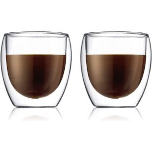 Vornixorsarlshoppavina Verres Double Paroi 6 Pi&egrave;ces &iquest; Tasses Caf&eacute; 250ml &iquest; R&eacute;sistants &Agrave; La Chaleur &iquest; Borosilicate &iquest; Lave-Vaisselle - Neuf