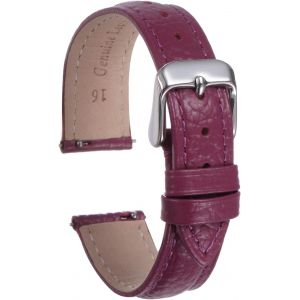 Kal-Bracelets De Montre En Cuir Véritable 16mm Remplacement Rapide Plat En Cuir De Vache Bracelet De Montre Élégant Pour Femmes Et Hommes Avec Boucle En Acier Inoxydable, Violet-Rouge - Neuf