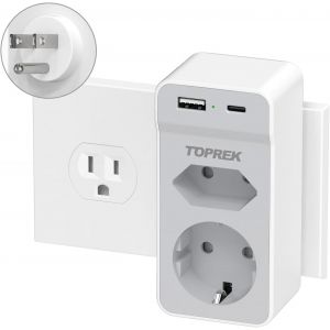 ERYI-Adaptateur Prise Usa, 4 En 1 Adaptateur Prise France Vers Usa Canada, Adaptateur Prise Voyage Usa Avec Usb Et 1 Type C (5V,2.4A) - Neuf