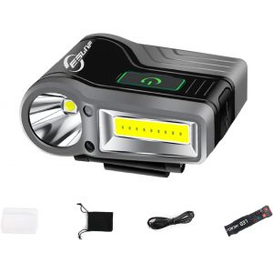 Lampe Frontale Clip Led Lampe Frontale Rechargeable Étanche Lampe Frontale Puissante Avec Contrôle Par Capteur Pour La Pêche, La Course, Le Camping, La Lecture, Le Chien, La Marche - Neuf