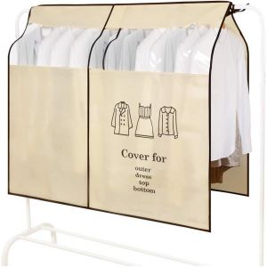 Housse de protection transparente anti-poussière pour vêtements, universelle, pour chemises, costumes, manteaux (91 x 111 cm, beige) - Neuf