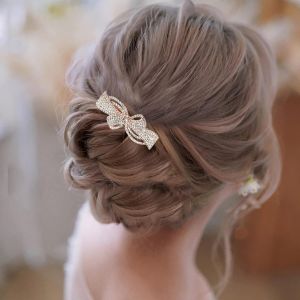 Kal-Barrette Cheveux Strass Pour Femme Avec Épingle Cheveux Dorée Cristal Bling Barrettes Cheveux Diamant Accessoires Pour Cheveux Mariage Pince Tête Décorative Pour Mariée Et Filles - Neuf