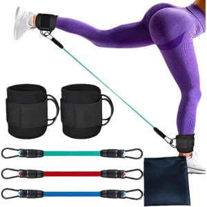Ly Bandes De R&eacute;sistance Cheville Avec Poignets,&Eacute;quipement Musculation Pour Fessiers,Entra&icirc;nement Jambes Et Glutes,Bandes &Eacute;lastiques Pour Femme Et Homme - Neuf