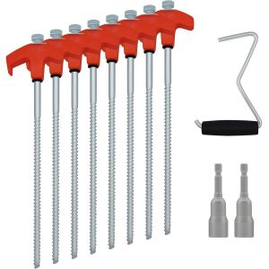 Eryi-Lot De 8 Piquets De Tente En Acier Pour Sol Rocheux - Ancrage Au Sol - Robuste - Pour Le Camping - 25 Cm (Orange Rouge) - Neuf