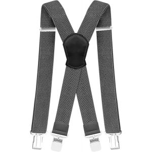 CAUC-Bretelles Homme 4cm Larges Vintage Fort Durables Enti&egrave;rement R&eacute;glables avec 4 M&eacute;tal Clips X forme pour Homme et Femme - Neuf