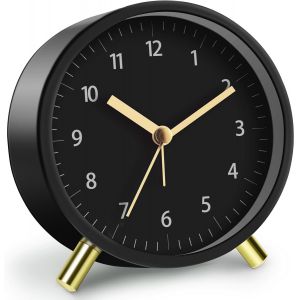 KAL-Réveil Analogique Silencieux Sans Tic-Tac, Réveils À Quartz Avec Lumière De Nuit, Réveil Matin À Piles, Reveil De Voyage Pour Voyage, Bureau, Chambre, Facile À Lire Pour Enfant Aîné - Neuf