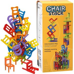 MDY-Jeu Chaises et Échelles. 42 Pièces Individuelles Jeu en Famille Faites-Les Tenir en Équilibre Jouets D'équilibrage Multicolore Mini Empilement Intelligence Multijoueur Enfants Jouet - Neuf