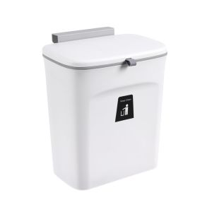 Teppd-Poubelle Murale 9l Cuisine Suspendue Avec Couvercle, Bac &Agrave; Compost Multifonction Pour Porte D'armoire/Salle De Bain/Bureau (Blanc) - Neuf
