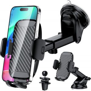 Support Téléphone Voiture, [Ventouse Ultra Puissante & Clip Stable] Porte Telephone Voiture 3 En 1 Accroche Telephone Voiture Pose Gps Voiture Universel Portable Pour Tous Les Smartphones - Neuf