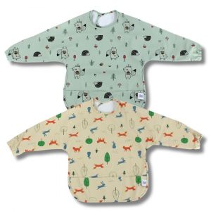 Hello Hippo - Lot De 2 Bavoirs Avec Manches Longues B&eacute;b&eacute; &ndash; Imperm&eacute;ables, R&eacute;glables Et Faciles &Agrave; Nettoyer | Tablier Imperm&eacute;able Pour Repas Et Activit&eacute;s - Neuf