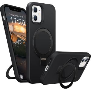 Kalanka-Coque Silicone Liquide Pour Iphone 11, Anneau De Support Magnétique, Étui De Protection Antichoc 4 Couches, Doublure En Microfibre Souple Antirayures Pour Iphone 11 (Noir) - Neuf