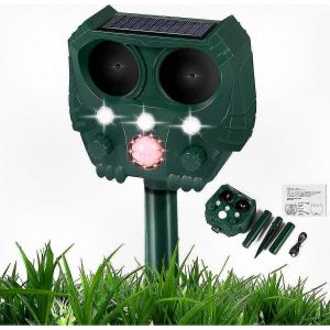 Répulsif à ultrasons solaire pour renards, étanche, avec lampe torche et batterie rechargeable USB, pour l'extérieur - Neuf