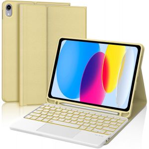 Étui Clavier Pour Ipad 10e Génération 10,9"" 2022, 7 Couleurs Rétro-Éclairées Italien Amovible Clavier Avec Trackpad Pour Clavier Ipad 10 Génération 10,9"" 2022 - Jaune[Z225] - Neuf