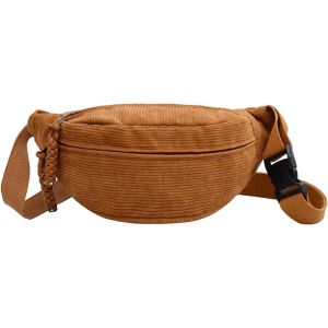 FEW-Sac banane en velours côtelé - Sac banane tendance - Loisirs - Sport - Sac bandoulière - Marron jaune - Avec bandoulière réglable - Unisexe - Pour homme et femme - Neuf