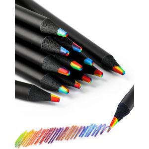 12 Pcs Crayons Arc En Ciel,Crayons De Couleur,Crayon Multicolore,Crayon De Couleur Gras,Crayon De Couleurs Multicolore Pour Coloriage Dessin,Dessin,Scrapbooking,Atelier Creatif,Loisirs Cr&eacute;atifs - Neuf