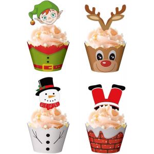 120 Pièces De Décorations Pour Cupcakes De Noël, Emballage, Des Fournitures De Fête - Neuf