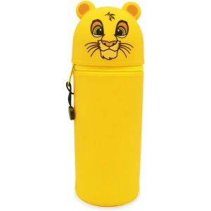 MAA-Trousse Ecole 2 en 1 en Silicone Souple Kawaii, Porte-Plume, Fermeture Eclair en Silicone, Cartoon Lion Pochette de Stylo, Marqueurs, Étui pour Fournitures Scolaires de Grande capacité - Neuf