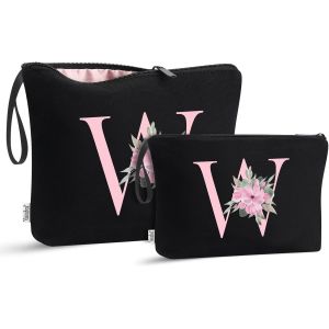 Maa-Lot De 2 Trousses De Toilette Initiales, Cadeaux D'anniversaire Pour Femme, Trousse De Toilette Portable De Voyage Avec Poign¿¿E (W) - Neuf