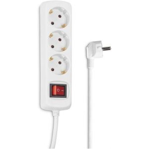 Multiprise 3 Prises Terre 16A 3680W (Prise Multiple Rallonge Electrique 3m, Bloc 3 Prises Type F Schuko Compatible France, Securit&eacute; Enfant, Id&eacute;al Bureau PC luminaires, Meuble TV, Garage) Blanc - Neuf