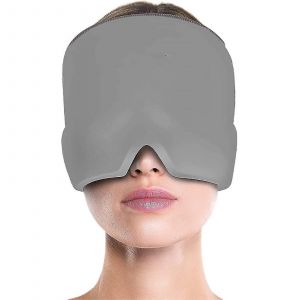 Bonnet Anti-Migraine Avec Gel Glac&eacute;, Bonnet De Soulagement Des Maux De T&ecirc;te Et Migraines, Bonnet De Th&eacute;rapie Par Le Froid, Masque Oculaire Extensible Et Confortable Avec Poche De Glace, Gris - Neuf