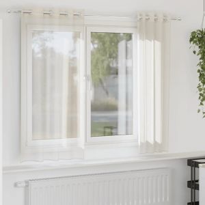 Rideaux En Voile Avec ?Illets 2 Pcs Crème 140x175 Cm - Neuf