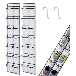 Kgabery-Lot De 2 Range-Chaussures À Suspendre Sur La Porte,Poche De Rangement Suspendue Avec Crochets Métalliques,Pliable,12 Poches,Organisateurs De Rangement Pour Chaussures - Neuf