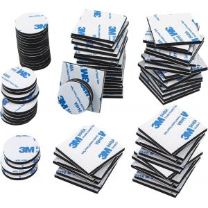 Double Face Extra Fort 100 Pcs Double Face,Ruban AdhéSif Double Face Carré et Rond,Pour Murs Sol Portes Plastiques Verres MéTal (100) - Neuf