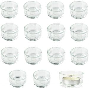 KALANKA-Lot de 15 bougeoirs en verre avec un diamètre de 4,5 cm, décorations de fête pour mariages, anniversaires, vacances, fiançailles - Neuf