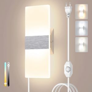 TIANYI-Applique murale à intensité variable SCR chambre à coucher salon 12 W 960 lm en acrylique avec câble, AC 85-265 V Applique murale intérieure escaliers 3000 K 4500 K 6000 K Appartement Allée - Neuf