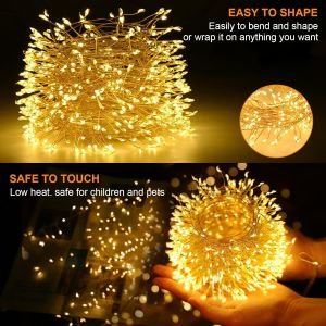 10M 600 LED Guirlande Lumineuse, Guirlandes Lumineuses Noel Decoration, 8 Modes Fil de Guirlandes Cuivre Lumineuses, &Eacute;tanche IP65, Guirlande LED pour D&eacute;coration No&euml;l, Int&eacute;rieur, Ext&eacute;rieur - Neuf
