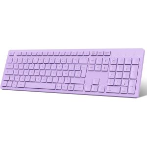 asas-Clavier Sans Fil Azerty Français Clavier Usb Avec Pavé Numérique Avec 12 Raccourcis Multimédias Pleine Taille Pour Windows 11 10,Pc,Ordinateur Bureau,Portable-Violet - Neuf