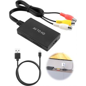 Convertisseur Rca Vers Hdmi Av Vers Hdmi Avec Câble Usb-C 1080p Composite Cvbs Av Vers Vidéo Audio Compatible Avec Ps2/Xbox/Snes/N64/Vhs/Vcr Enregistreur Vidéo Dvd/Appareil Photo - Neuf