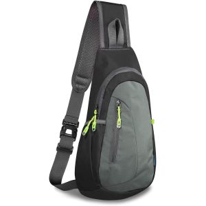 Kalanka-Small Sling Bag Lightweight Crossbody Bag For Women Rucksack For Men Running Backpack Travel Chest Pack Shoulder Daypack For Gym Work Outdoor Hiking Sports Black/Dark Grey - Neuf
