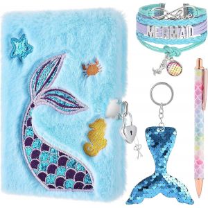 Ensemble De Carnet De Sirène-Journal De Paillettes Pour Enfants Motifs De Broderie Journal Voyage Bloc-Notes Stylos À Bille Porte-Clés Bracelets De Noël D'anniversaire - Neuf