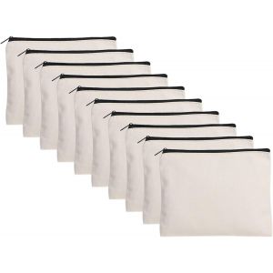 Maa-Pochette Tissu Zippée 10 Pièces Pochette Personnalisée En Toile Vierge Toile Trousse Pochette Tissu Pochon Tissu Sachet Tissu Pour Peinture École Bricolage Voyages Organisation, 13 X 10 Cm - Neuf