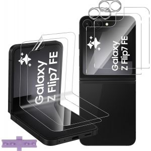 CAUC-pour Samsung Galaxy Z Flip 7 FE 5G Verre Tremp&eacute;, 2+2+2 Pi&egrave;ces Interne TPU Protecteurs d'&eacute;cran+ Retour Vitre Protection &eacute;cran+ Cam&eacute;ra Arri&egrave;re Protecteur, HD Anti-Rayures Film pour Z Flip7 FE - Neuf