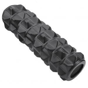 Colonne De Yoga Texturee En Eva De 32 Cm En Forme De Dent De Loup, Baton En Mousse Pour Massage Et Relaxation Musculaire, Noir - Neuf