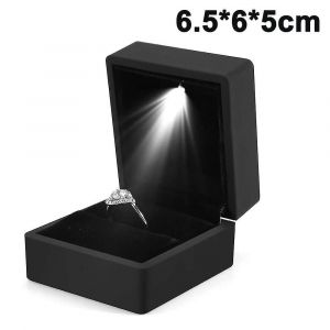 Boîte À Bagues Éclairée Par Led, Coffret Cadeau Pour Boucles D'oreilles, Organiseur De Rangement Pour Bagues, Noir - Neuf