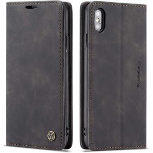 NSIECD-Coque iPhone XS Max Housse Antichoc en Cuir PU Premium Fentes Cartes Etui Pochette de Portefeuille avec Fonction Support Case &agrave; Rabat pour iPhone XS Max - Noir - Neuf