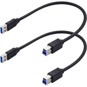 JGD-c&acirc;bles d'imprimante USB 3.0 Type A m&acirc;le vers Type B m&acirc;le Haute Vitesse, Court USB Imprimante C&acirc;ble,pour scanners, imprimantes, disques durs externes de Bureau et Plus Encore,2 pi&egrave;ces - Neuf