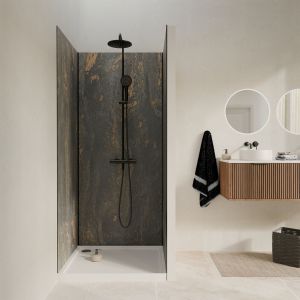 Pack 3 Panneaux Muraux Pierre Venus 90x210cm et Profil&eacute;s Noirs - STONE'IT - Neuf