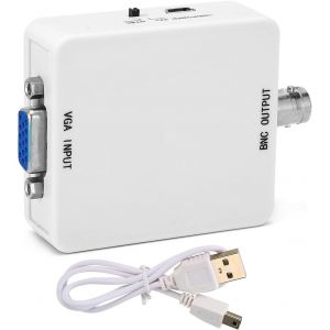 MEVRONISSHOP-Convertisseur VGA vers BNC, 640 &times; 480 &agrave; 1920 &times; 1080 HD Video Scan Converter Adaptateur Vid&eacute;o pour Vid&eacute;oconf&eacute;rence Home Cin&eacute;ma Salle de Conf&eacute;rence TV Ordinateur - Neuf