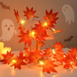 Guirlande Lumineuse De Décoration D'automne, 3m 20 Led Guirlande Lumineuse Pile Avec 6h De Minuterie, Guirlande Lumineuse De Feuille D'érable Pour Halloween Et Les Décorations D'automne - Neuf